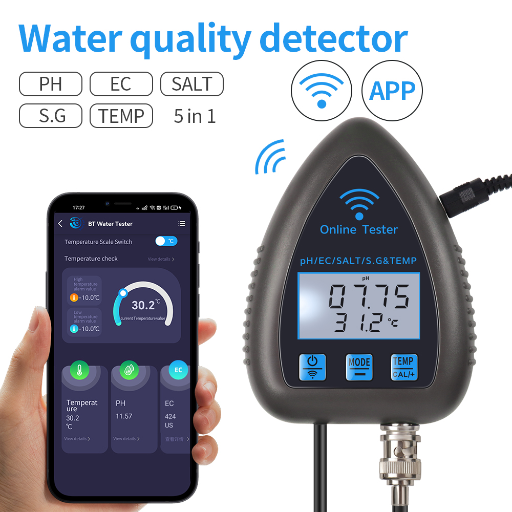 Marine Aquarium Water Analyzer - Tuya WiFi 5 en 1 compteur