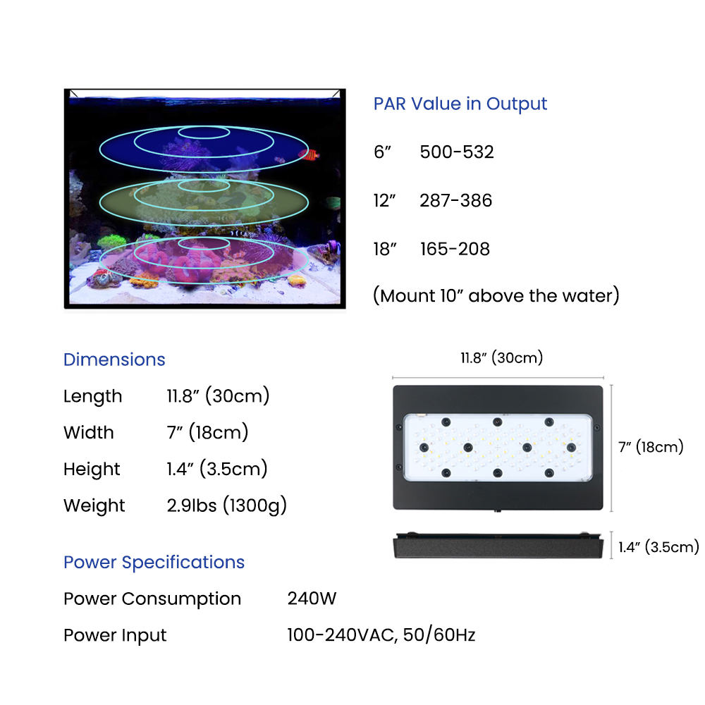 Lampe LED d'aquarium marine A8 - Aquarium Blue Marine Reef avis et prix